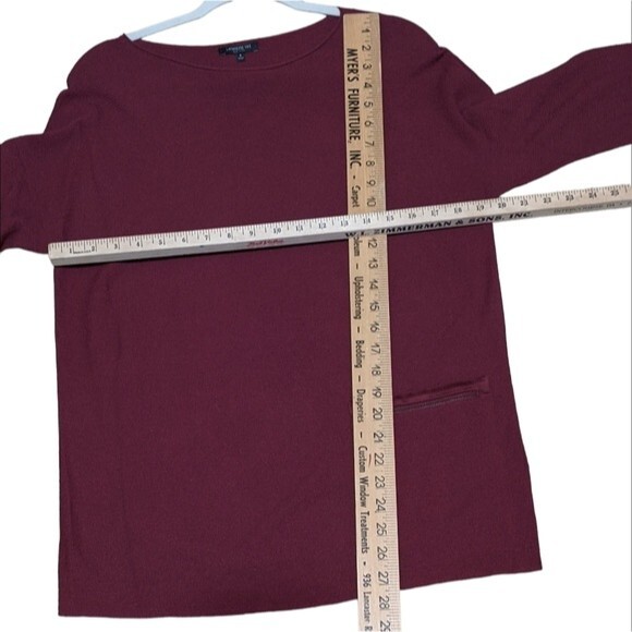 Lafayette 148 NY pull over textured ribbed wine colored patch pocket tun… - Picture 4 of 7